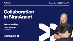 Banner image for the "Collaboration in SignAgent" webinar
