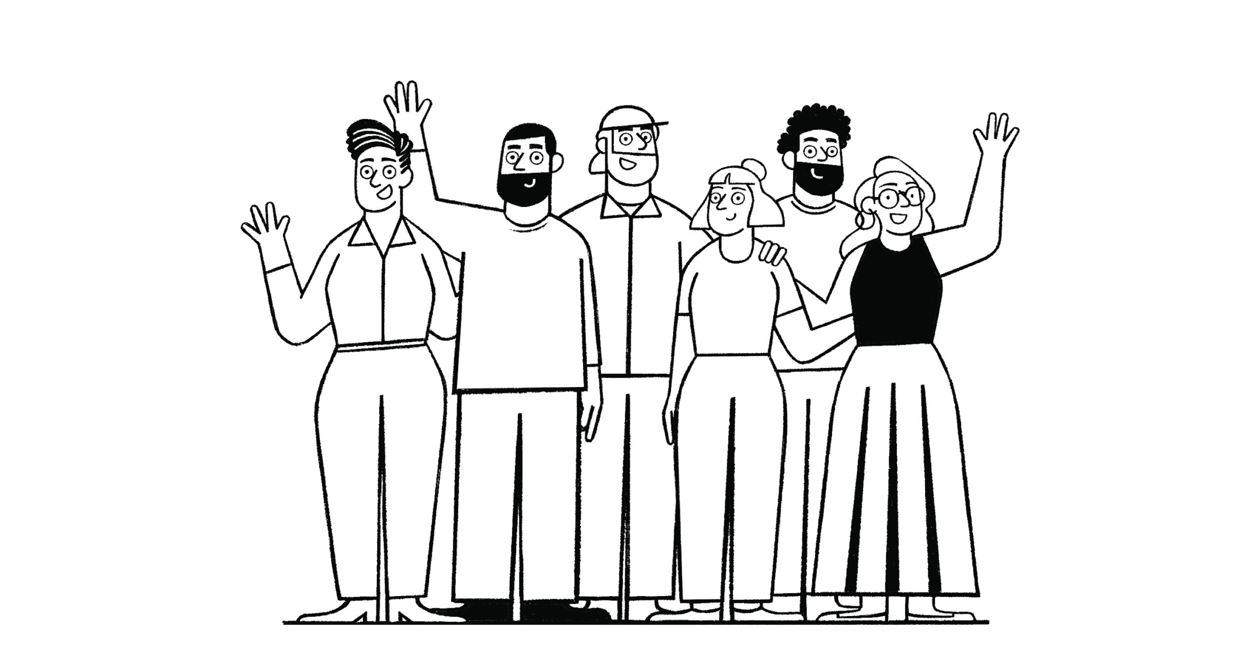 People waving